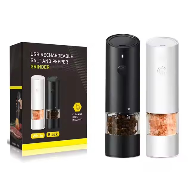 New Wooden Color USB Salt Pepper Shaker Set 