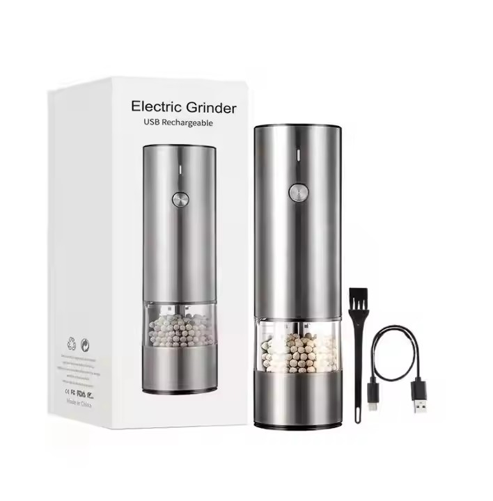 Electric Rechargeable Pepper Mill and Salt Grinder Set 