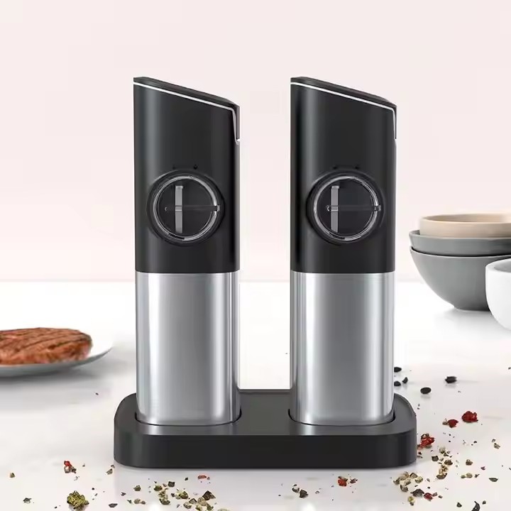 Automatic Dust Lids LED Light Pepper Grinder Mill 