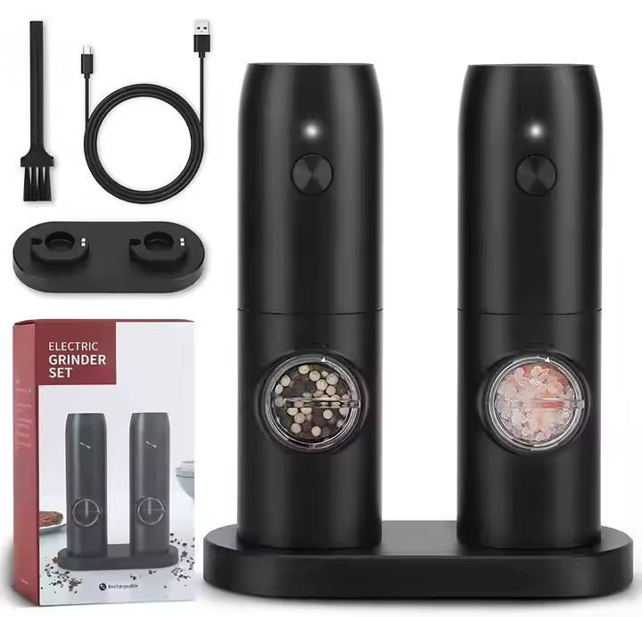 Electric Rechargeable Salt and Pepper Grinder Mill Set with LED Light